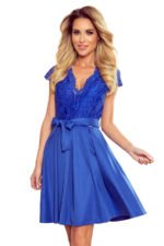 242-3 ANNA dress with neckline and lace - Royal Blue-8