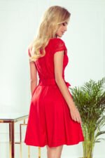 242-4 ANNA dress with neckline and lace - Red colour-4