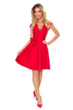 242-4 ANNA dress with neckline and lace - Red colour-6