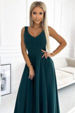 246-5 CINDY long elegant dress with a neckline - green-2