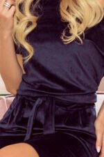 249-5 CASSIE - velvet dress with short sleeves - dark blue-7
