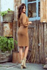 275-1 JENNY Comfortable dress with binding at the waist - caramel-4