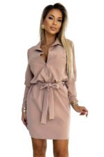 284-2 CAMILLE Shirt dress with pockets - beige-7