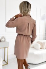 284-2 CAMILLE Shirt dress with pockets - beige-3