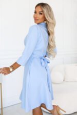 286-10 SANDY Shirt-style flared dress with belt - sky blue-3