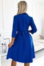 286-6 SANDY Flared shirt dress with a belt - blue-3