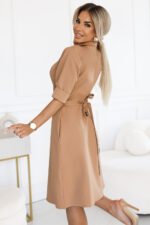 286-8 SANDY Flared shirt dress with belt - MOCHA MOUSSE-3