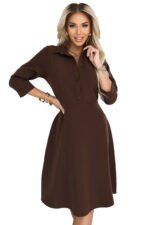 286-9 SANDY Flared shirt dress with belt - chocolate-6