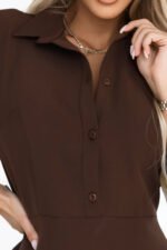 286-9 SANDY Flared shirt dress with belt - chocolate-5
