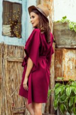 287-18 SOFIA Butterfly dress with a binding at the waist - Burgundy color-2