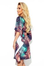 287-20 SOFIA Butterfly dress with a binding at the waist - palm leaves-2