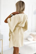 287-28 SOFIA Butterfly dress with a binding at the waist - beige-3