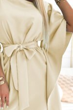 287-28 SOFIA Butterfly dress with a binding at the waist - beige-5