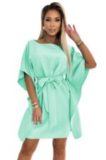 287-31 SOFIA Women's butterfly dress with a tie at the waist - mint-6