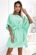 287-31 SOFIA Women's butterfly dress with a tie at the waist - mint-1