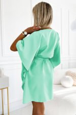 287-31 SOFIA Women's butterfly dress with a tie at the waist - mint-4
