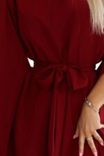 287-34 SOFIA Butterfly dress with a binding at the waist - Burgundy color-5