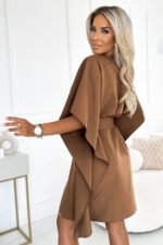 287-39 SOFIA Butterfly dress with a tie waist - cappuccino-2