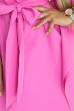 287-42 SOFIA Pink Butterfly Dress with Waist Tie - Light Fuchsia hot pink-7