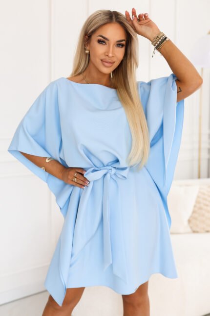 287-43 SOFIA Butterfly-style dress with a tie waist - light blue-1