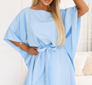 287-43 SOFIA Butterfly-style dress with a tie waist - light blue-1