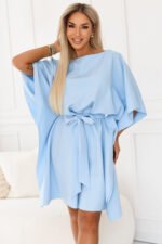 287-43 SOFIA Butterfly-style dress with a tie waist - light blue-4