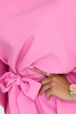 287-44 SOFIA Pink butterfly dress with a waist tie - candy pink-7