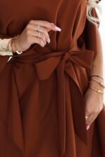287-45 SOFIA Feminine butterfly-style dress with a waist tie - cinnamon brown-6