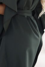 287-46 SOFIA Feminine butterfly-style dress with a waist tie - dark khaki-6