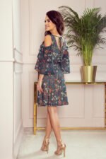292-2 MARINA flimsy dress with a neckline - green with flowers-2