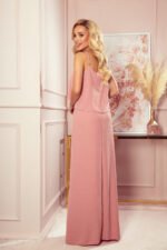 294-3 A long summer dress with straps - powder pink-6