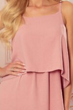 294-3 A long summer dress with straps - powder pink-9