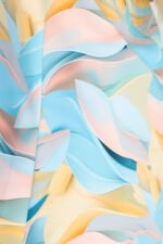 296-15 VICTORIA Trapeze summer dress with colourful waves - blue with lemon-7