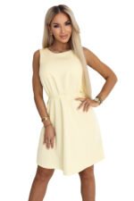 296-16 VICTORIA Sleeveless trapeze dress with a belt - butter yellow-7