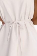 296-17 VICTORIA Sleeveless trapeze dress with a belt - beige-7