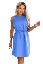 296-19 VICTORIA Trapeze dress without sleeves with a belt - royal blue-7