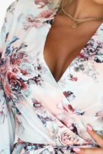 297-3 CAROLINE Airy dress with a wrap neckline and ruffles - colorful flowers-5