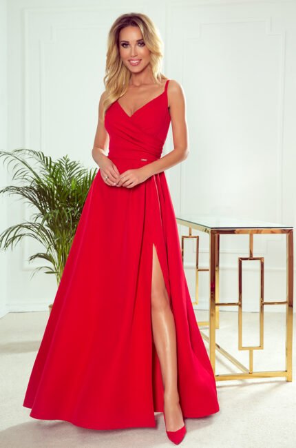 299-1 CHIARA elegant maxi dress with straps - red-1