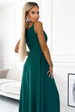 299-11 CHIARA elegant maxi long dress with straps - green-5