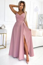 299-16 CHIARA elegant maxi dress with straps - dirty pink-1