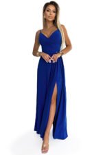 299-17 CHIARA elegant maxi dress with straps - blue with glitter-9