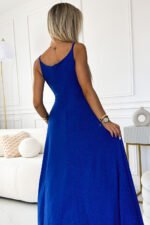 299-17 CHIARA elegant maxi dress with straps - blue with glitter-5