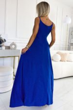 299-17 CHIARA elegant maxi dress with straps - blue with glitter-3