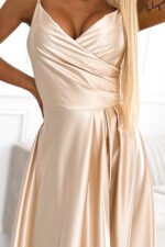 299-8 CHIARA elegant satin maxi dress with straps - gold-6