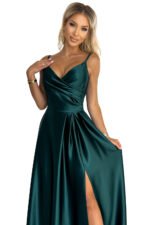 299-9 CHIARA elegant satin maxi dress with straps - green-8