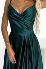299-9 CHIARA elegant satin maxi dress with straps - green-6
