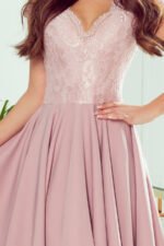 300-1 PATRICIA - dress with longer back with lace neckline - powder pink-6