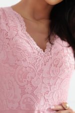 300-7 PATRICIA dress with longer back with lace neckline - powder pink-4