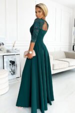 309-5 AMBER elegant lace long dress with a neckline - green-2