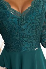 309-5 AMBER elegant lace long dress with a neckline - green-6